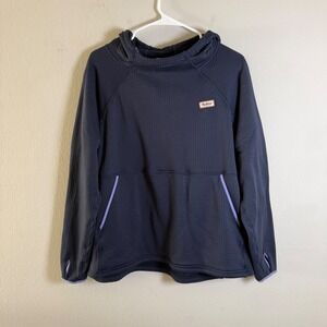 Fayettechill Mens XL Navy Blue Waffle Grid Fleece Hoodie Made in USA Thumbholes